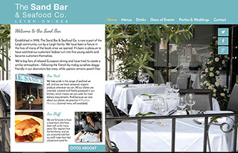 The Sand Bar and Seafood Co. web page