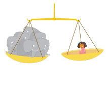 Cartoon of balancing scales