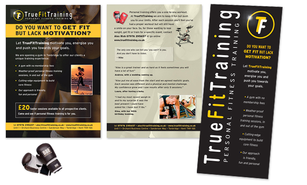 Leaflets and flyers for True Fit Training