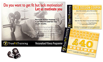 Posters, leaflets and coupons for True Fit Training