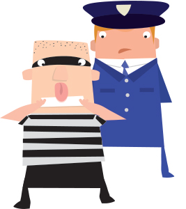 Cartoon of a burglar and cop